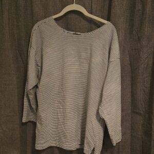 Striped Black and White Women's Tunic Top